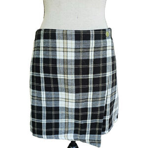 Y2K NOBO Womens Plaid Academia Old Money Mini Skirt Sz M Tweed Preppy Office